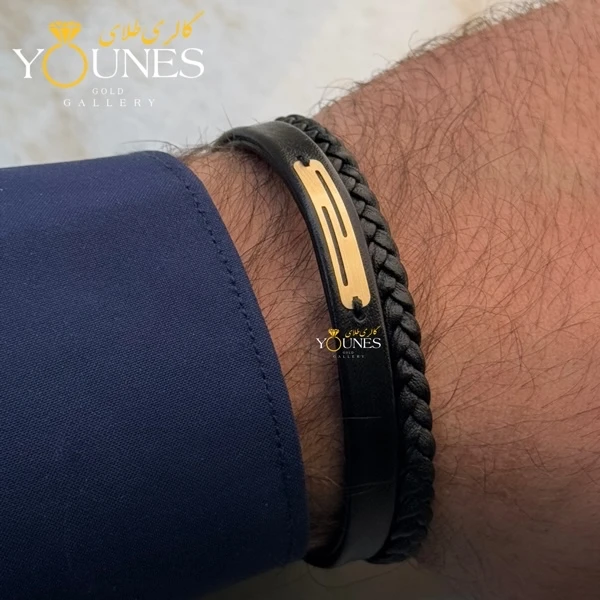 دستبند طلا چرم مردانه L112